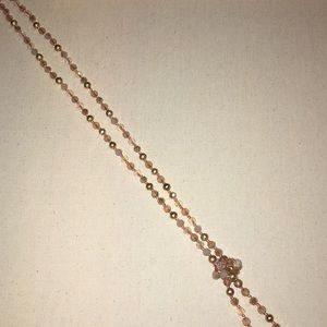 Francesca's long beaded glass-metal necklace